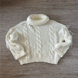 Cream Cable Knit Turtleneck Sweater